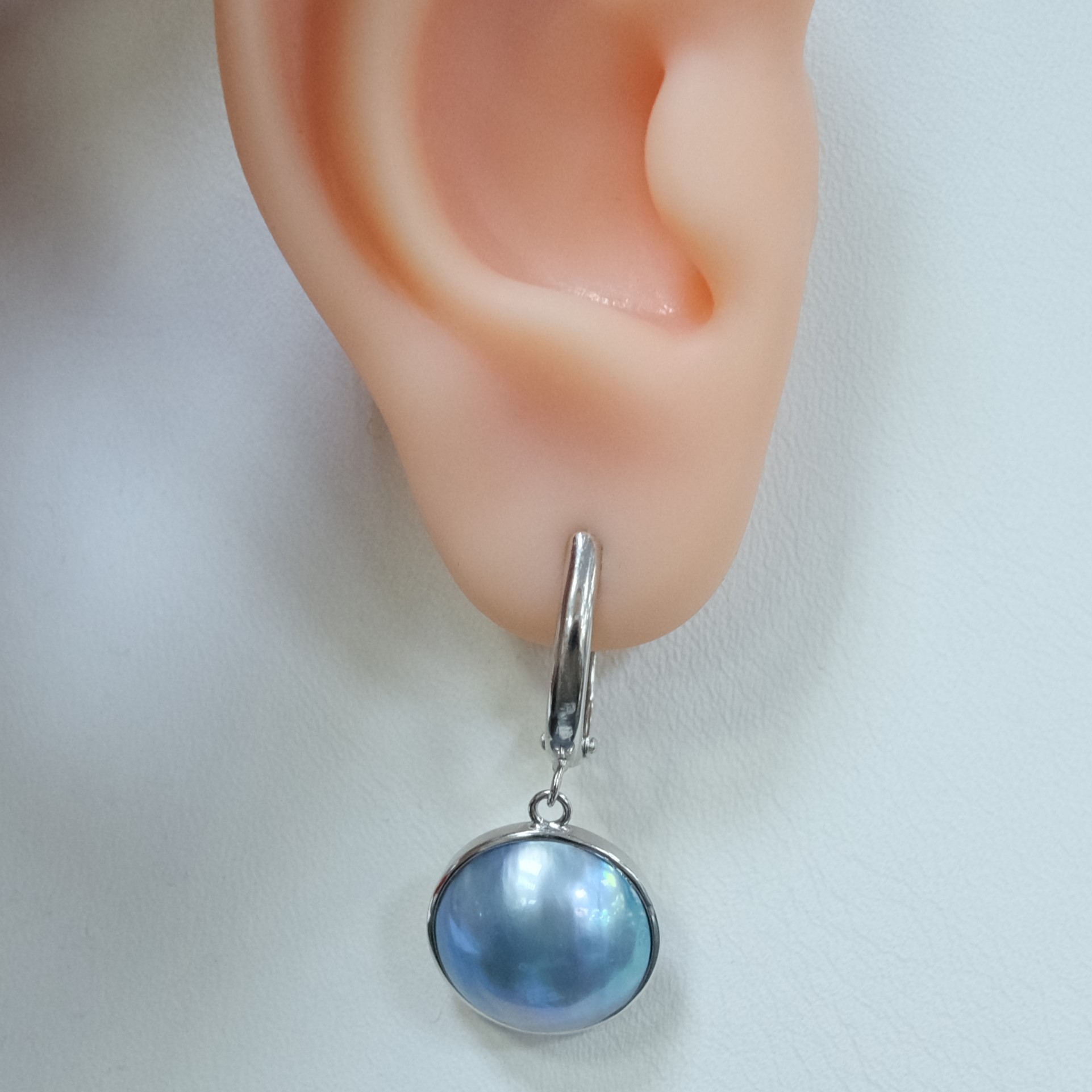 Серебряные серьги с жемчугом Мабе
